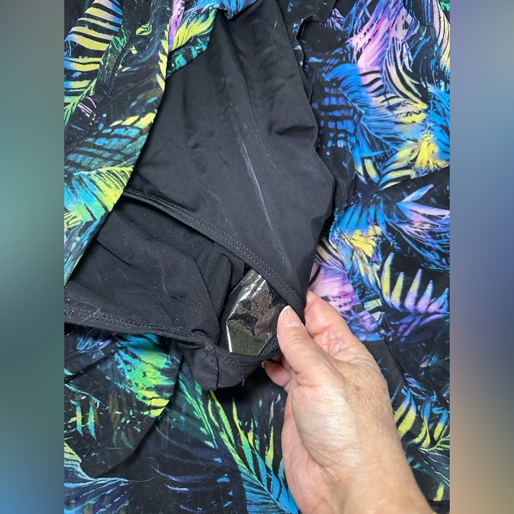 Torrid Black Swimdress with Neon Palm Print - Picture 4 of 12